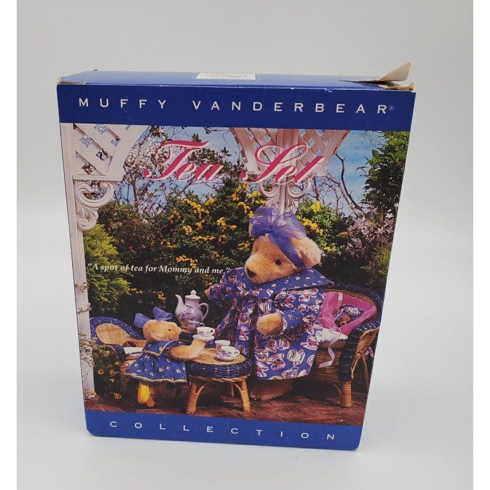 Vintage Muffy Vanderbear Tea Set With Box One Tea Cup Broken - Picture 1 of 14